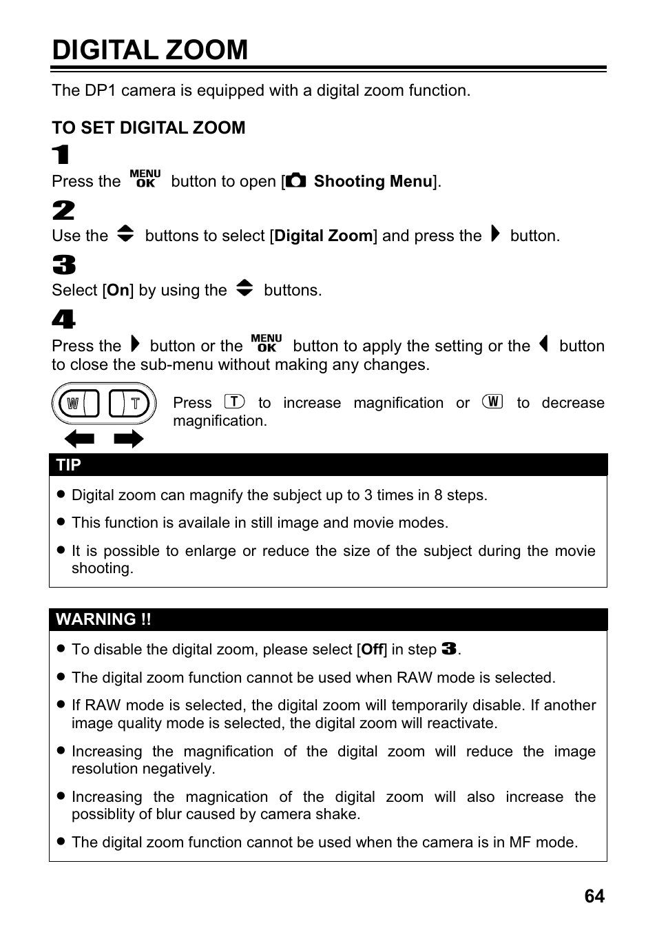 Digital zoom | SIGMA DP1 User Manual | Page 65 / 112