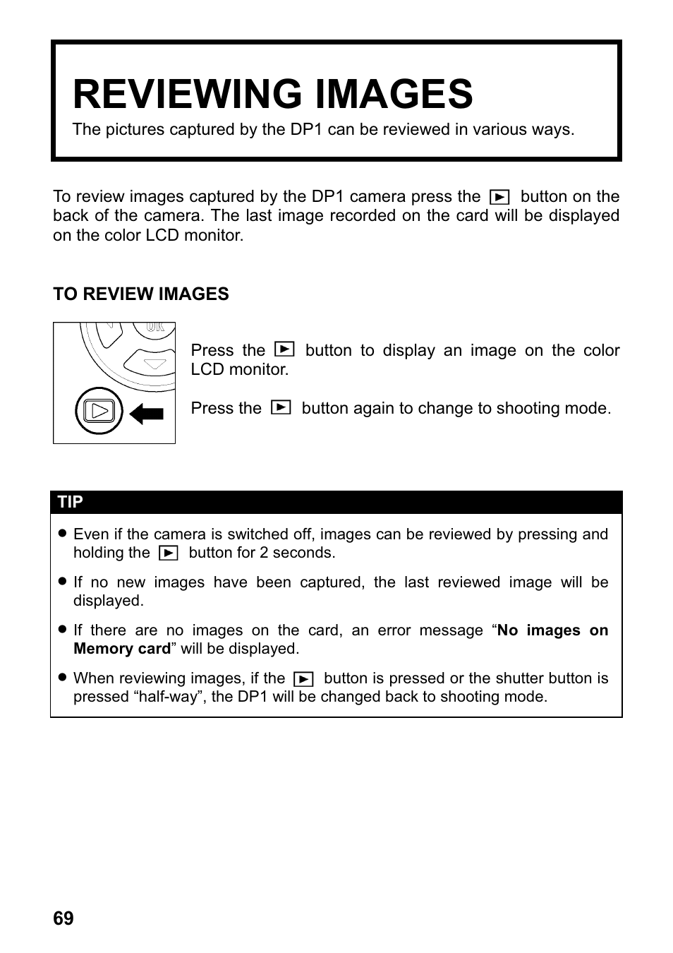 Reviewing images | SIGMA DP1 User Manual | Page 70 / 112