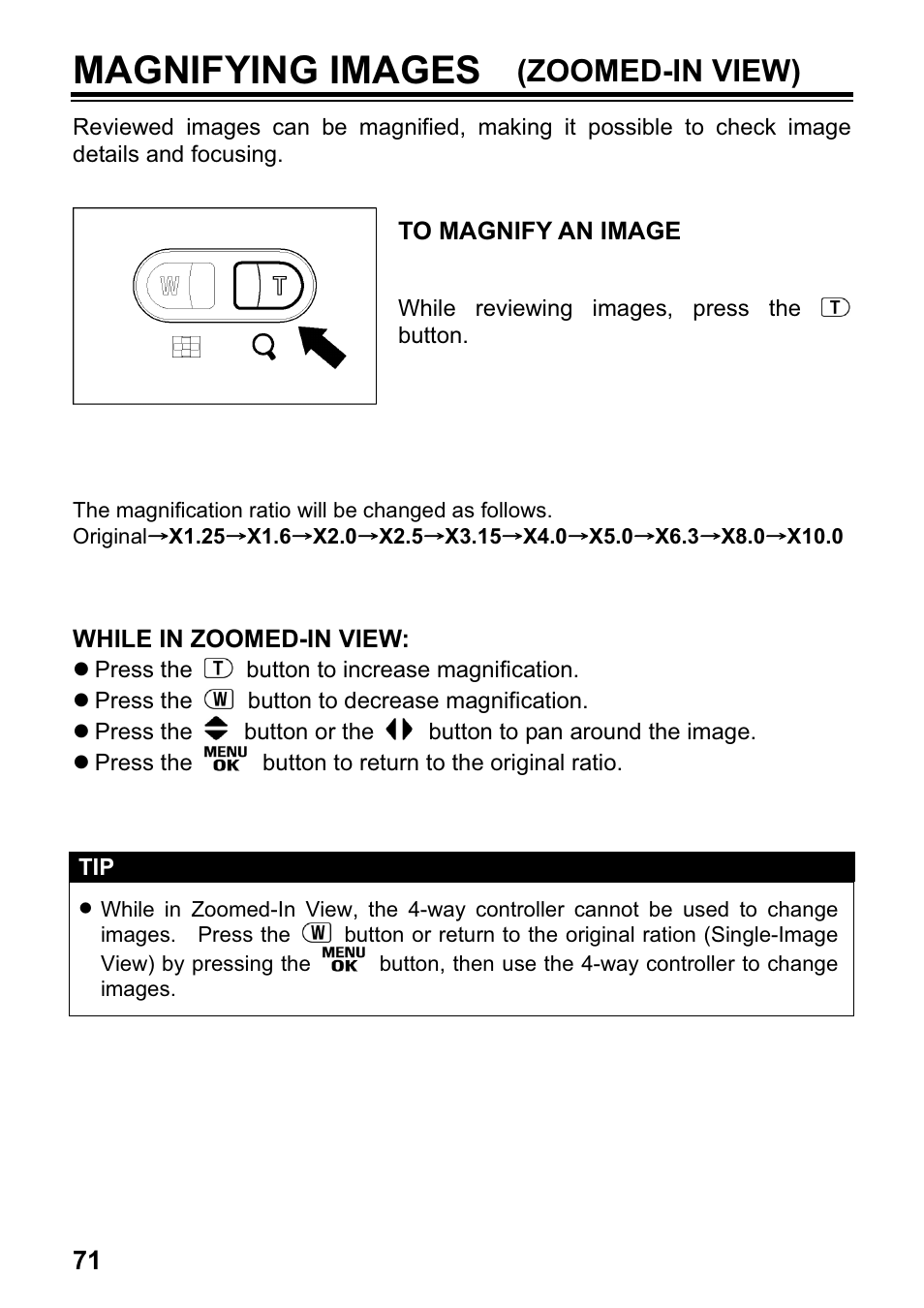 Magnifying images, Zoomed-in view) | SIGMA DP1 User Manual | Page 72 / 112