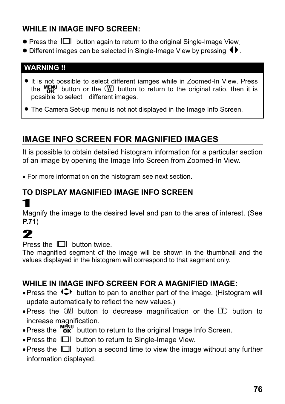 Image info screen for magnified images | SIGMA DP1 User Manual | Page 77 / 112