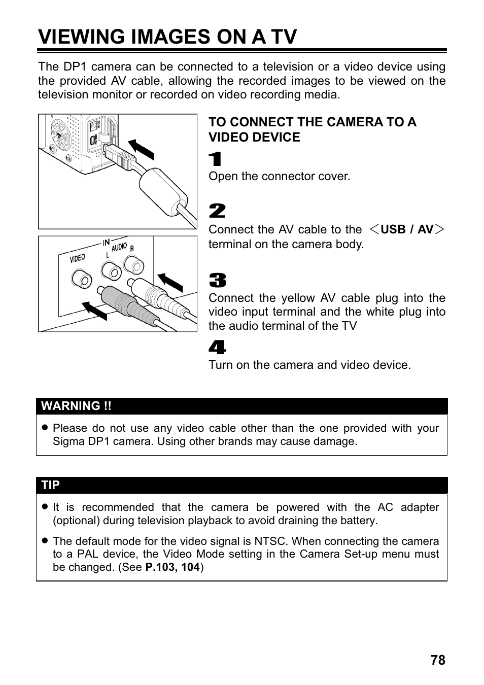 Viewing images on a tv | SIGMA DP1 User Manual | Page 79 / 112
