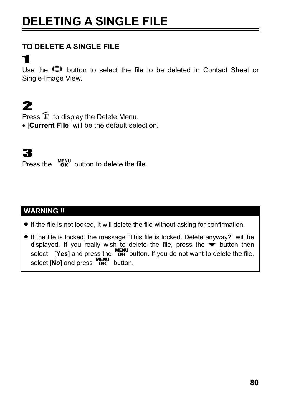 Deleting a single file | SIGMA DP1 User Manual | Page 81 / 112