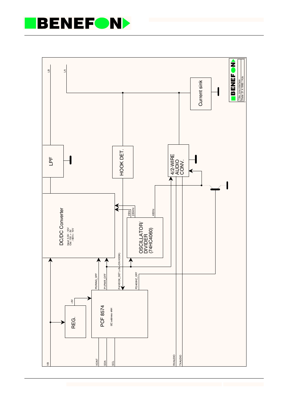 Benef n, Pcf 8574, Dc/dc converter lpf | Current sink | SIGMA BENEFON  TDP-52-SN3 User Manual | Page 169 / 183