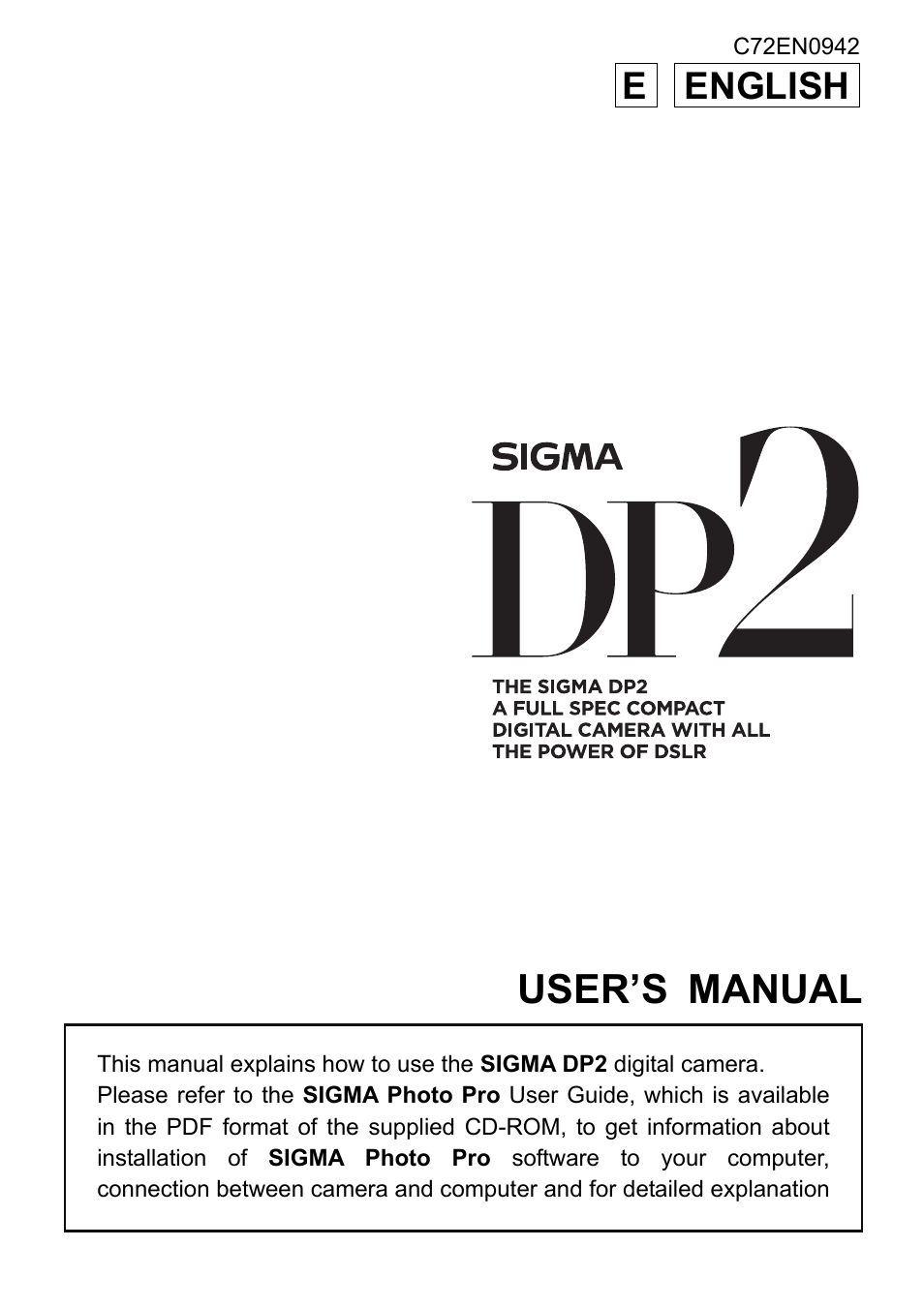 SIGMA DP2 User Manual | 120 pages