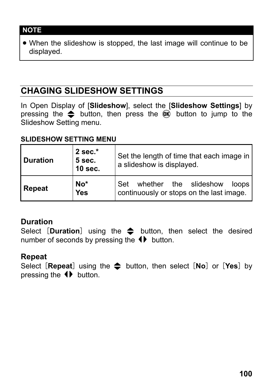 Chaging slideshow settings | SIGMA DP2 User Manual | Page 101 / 120