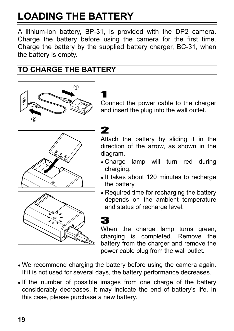 Loading the battery | SIGMA DP2 User Manual | Page 20 / 120