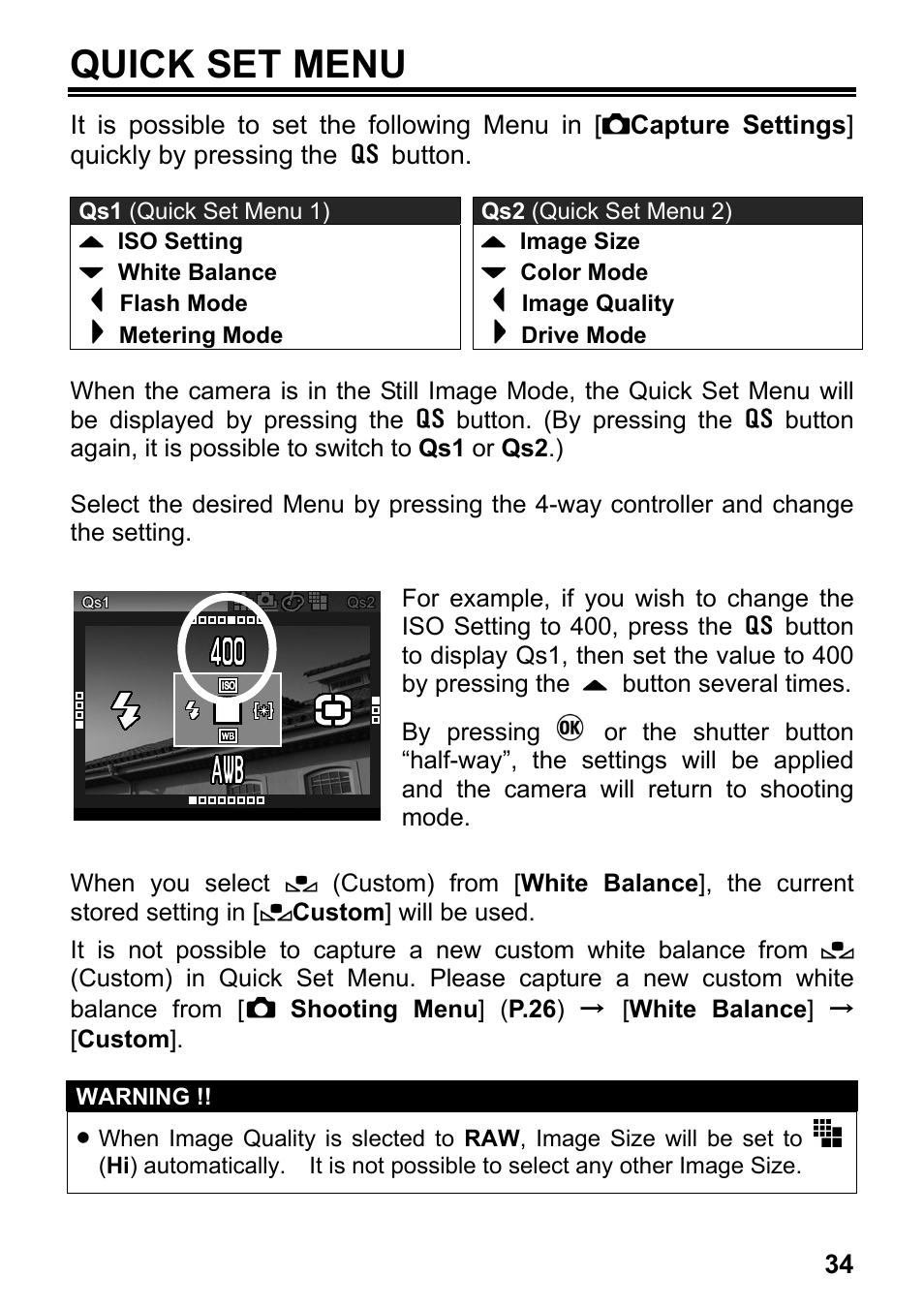 Quick set menu | SIGMA DP2 User Manual | Page 35 / 120