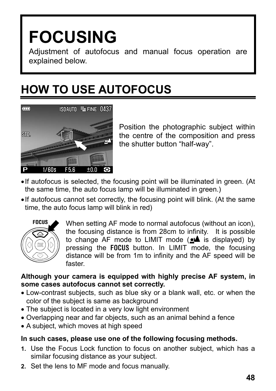 Focusing, How to use autofocus | SIGMA DP2 User Manual | Page 49 / 120