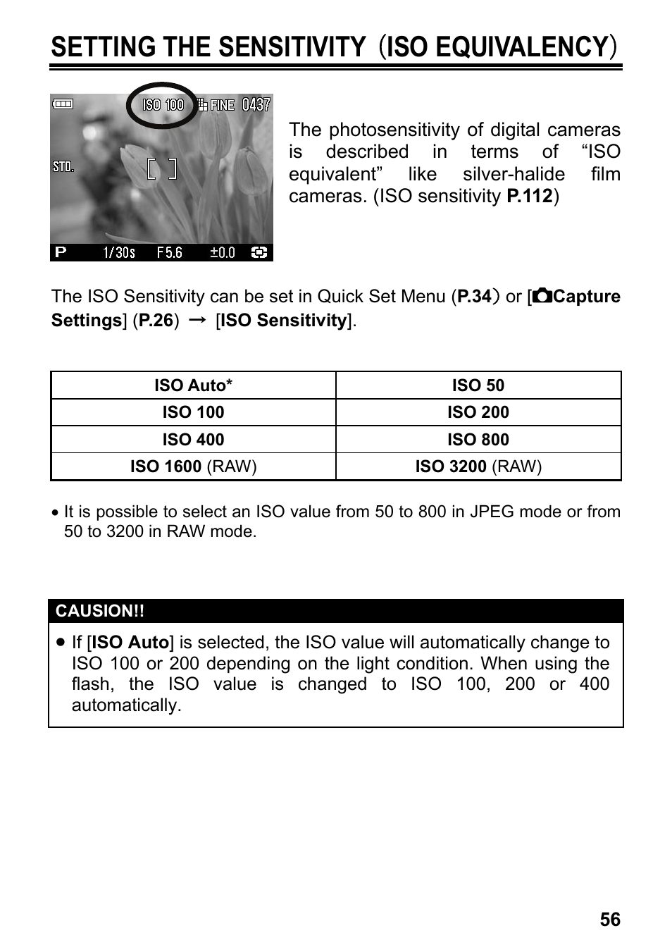 Setting the sensitivity （ iso equivalency | SIGMA DP2 User Manual | Page 57 / 120