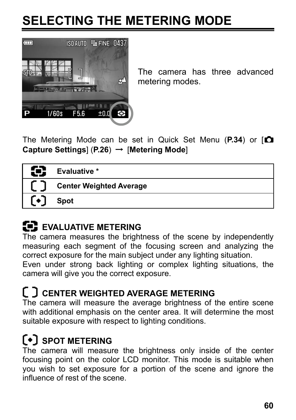 Selecting the metering mode | SIGMA DP2 User Manual | Page 61 / 120