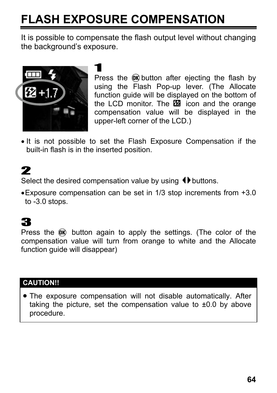Flash exposure compensation | SIGMA DP2 User Manual | Page 65 / 120