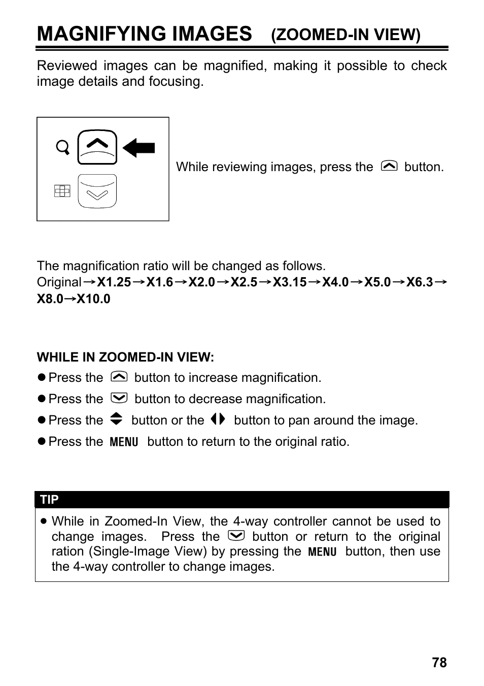 Magnifying images, Zoomed-in view) | SIGMA DP2 User Manual | Page 79 / 120