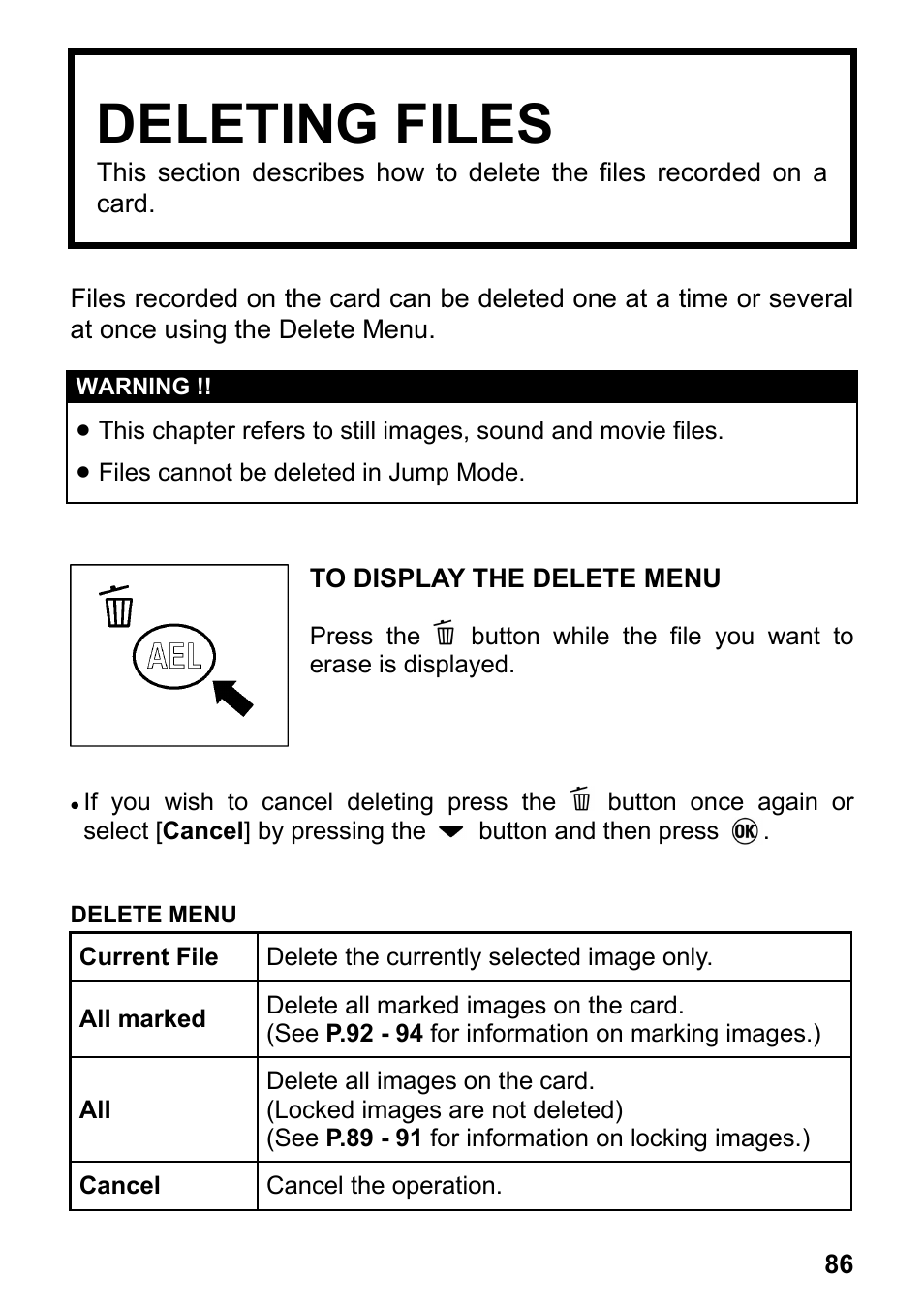 Deleting files | SIGMA DP2 User Manual | Page 87 / 120