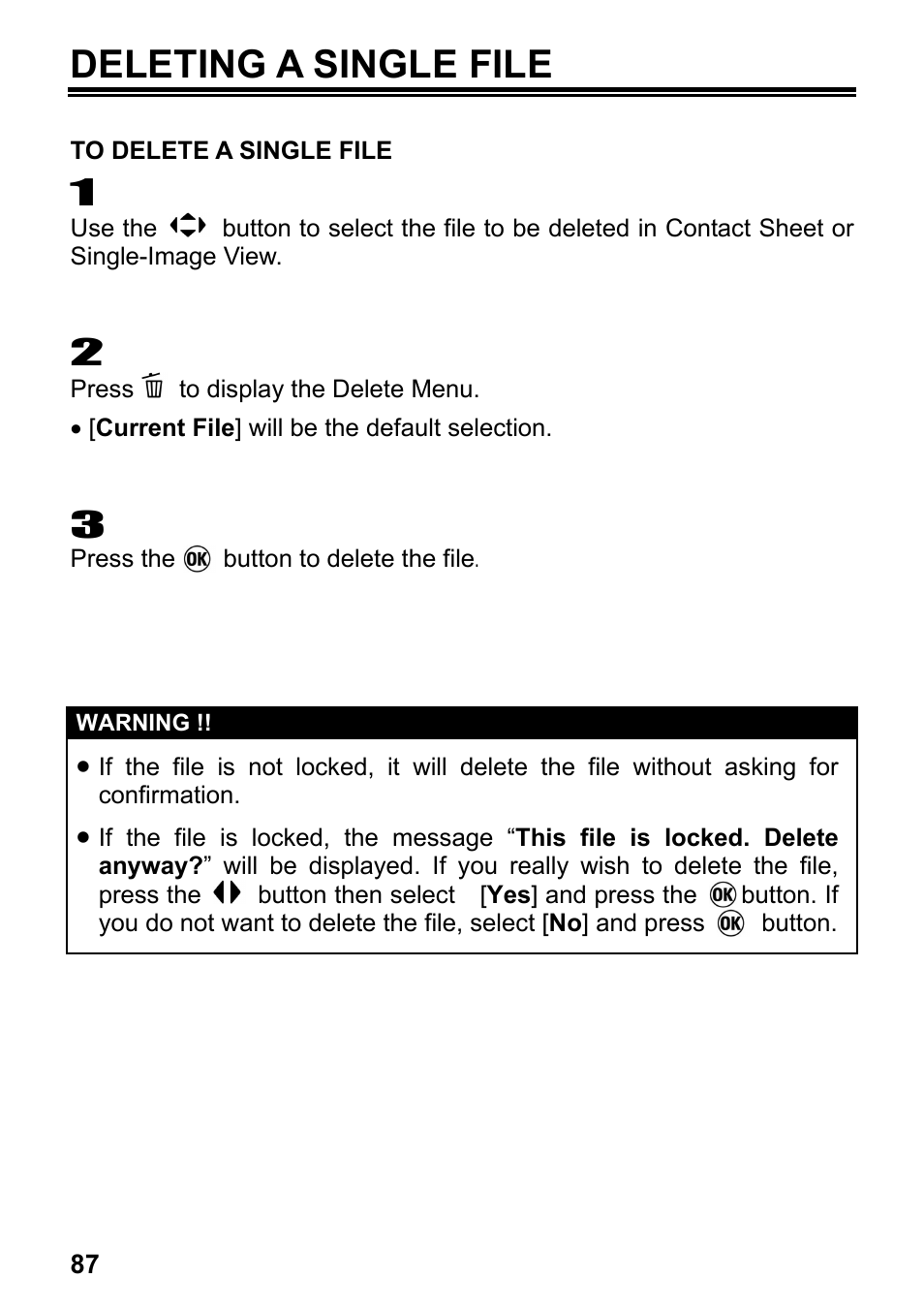 Deleting a single file | SIGMA DP2 User Manual | Page 88 / 120