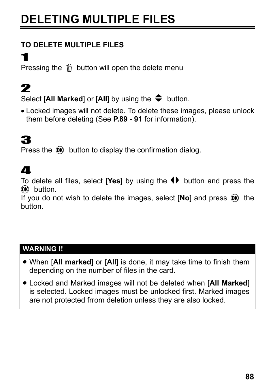 Deleting multiple files | SIGMA DP2 User Manual | Page 89 / 120