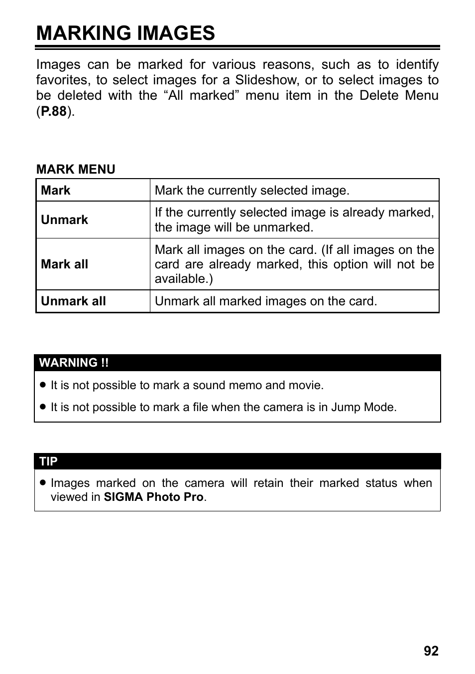 Marking images | SIGMA DP2 User Manual | Page 93 / 120