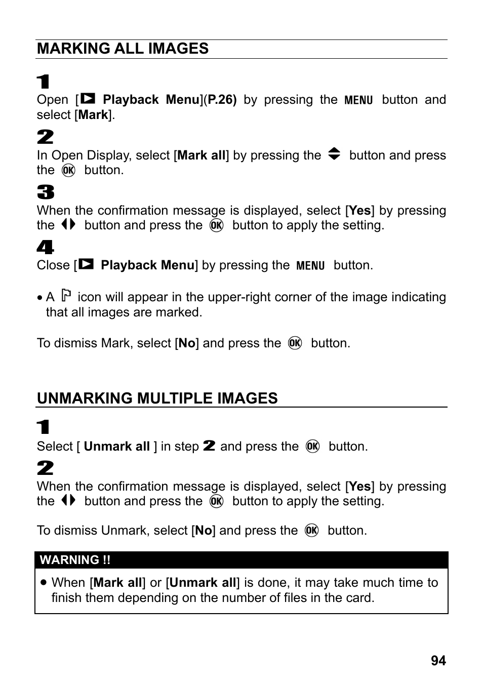 Marking all images, Unmarking multiple images | SIGMA DP2 User Manual | Page 95 / 120