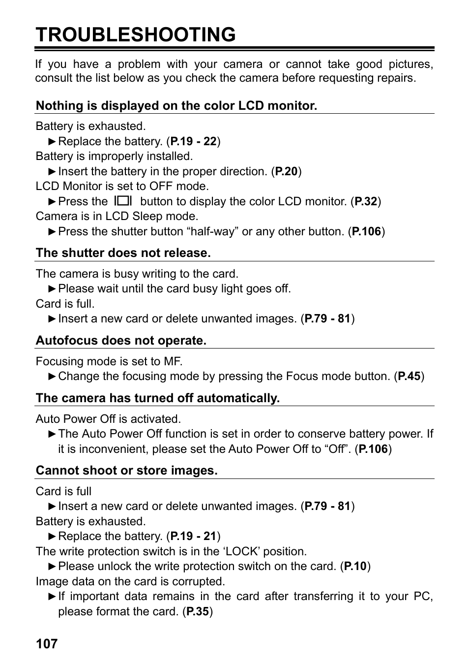 Troubleshooting | SIGMA Digital Compact Camera DP1 User Manual | Page 108 / 112