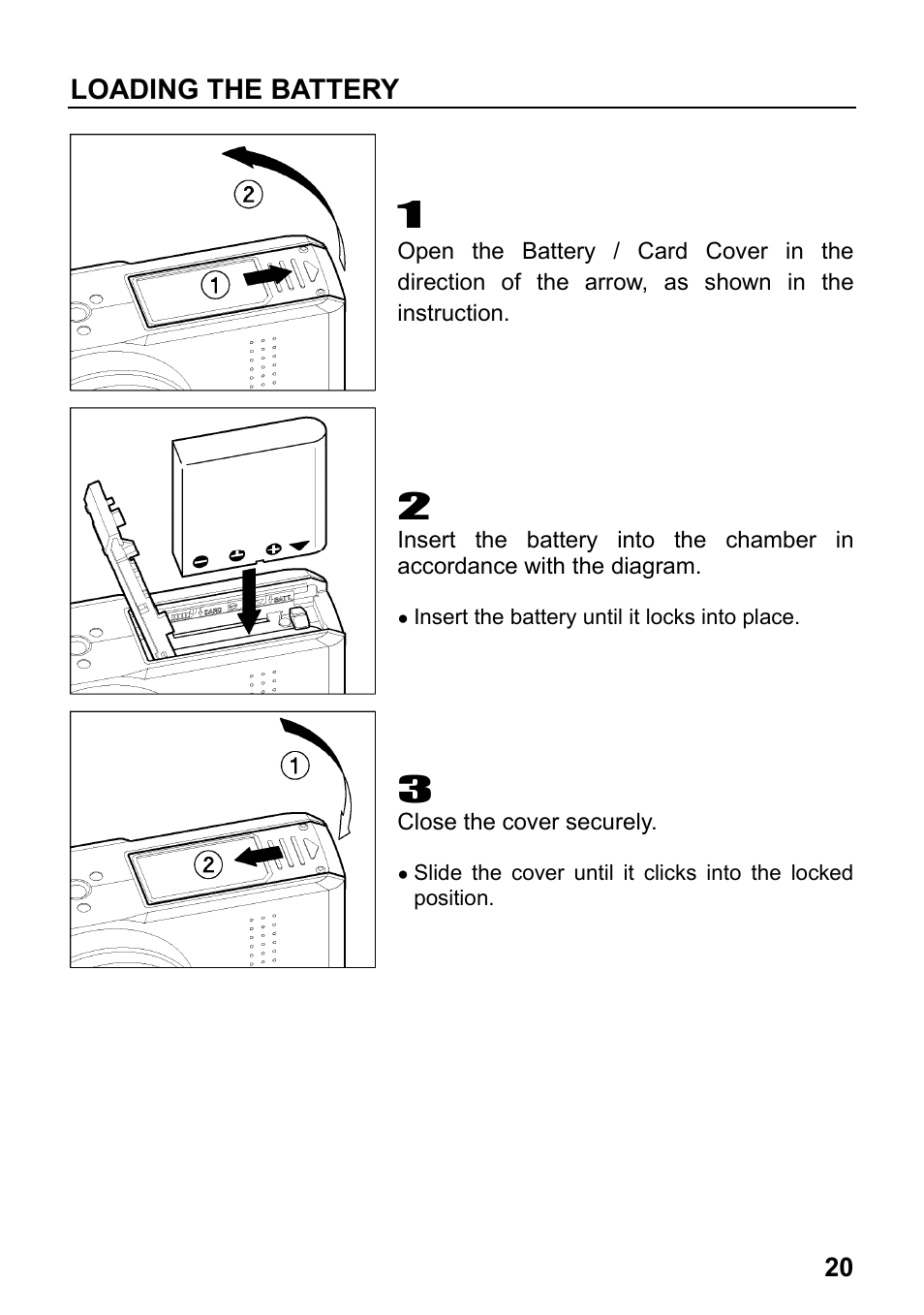 Loading the battery | SIGMA Digital Compact Camera DP1 User Manual | Page 21 / 112