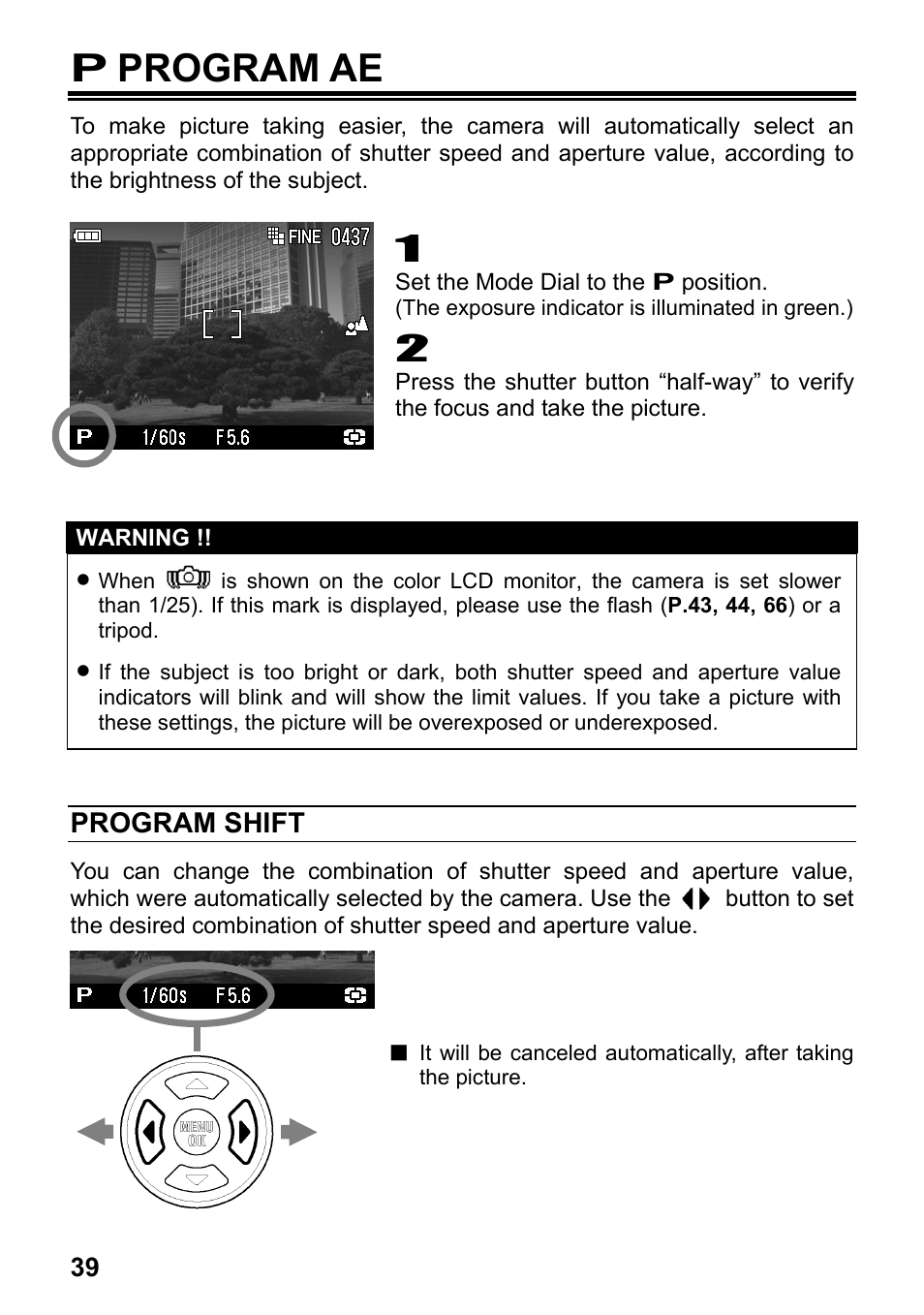 P program ae | SIGMA Digital Compact Camera DP1 User Manual | Page 40 / 112
