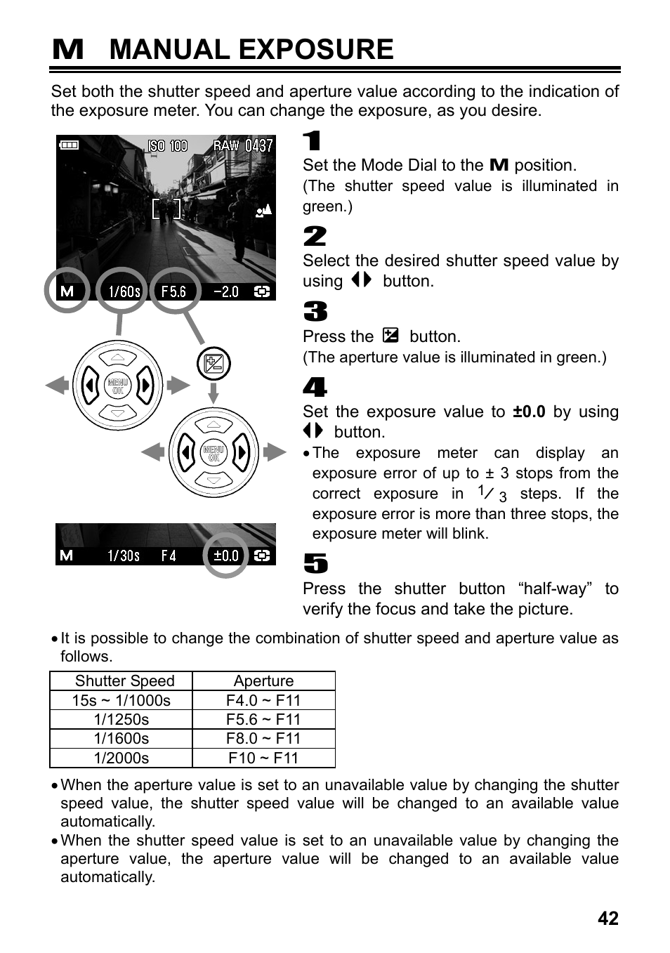 M manual exposure | SIGMA Digital Compact Camera DP1 User Manual | Page 43 / 112