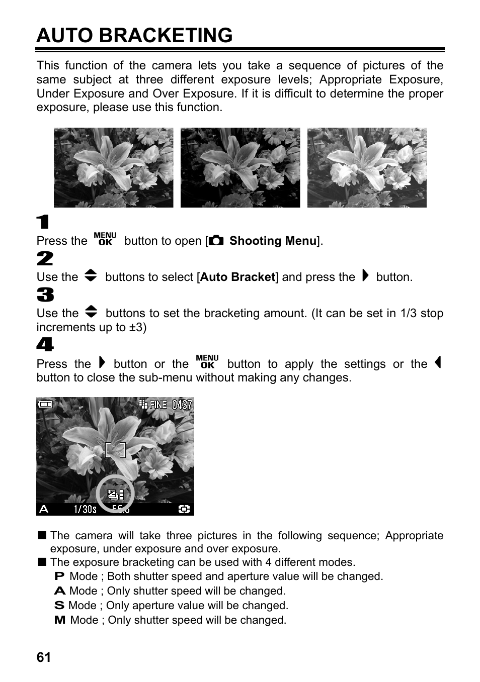 Auto bracketing | SIGMA Digital Compact Camera DP1 User Manual | Page 62 / 112
