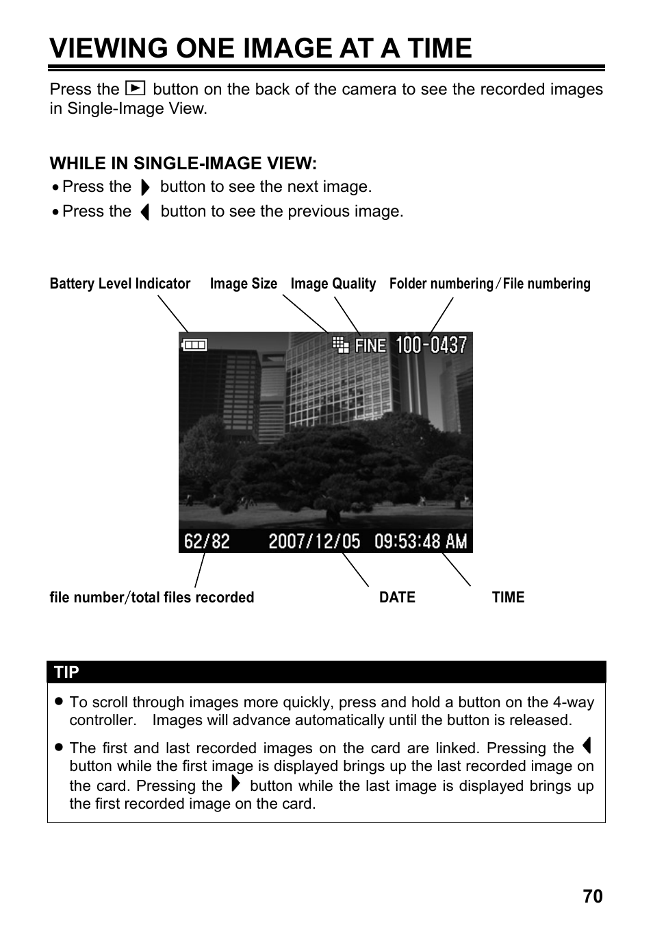 Viewing one image at a time | SIGMA Digital Compact Camera DP1 User Manual | Page 71 / 112