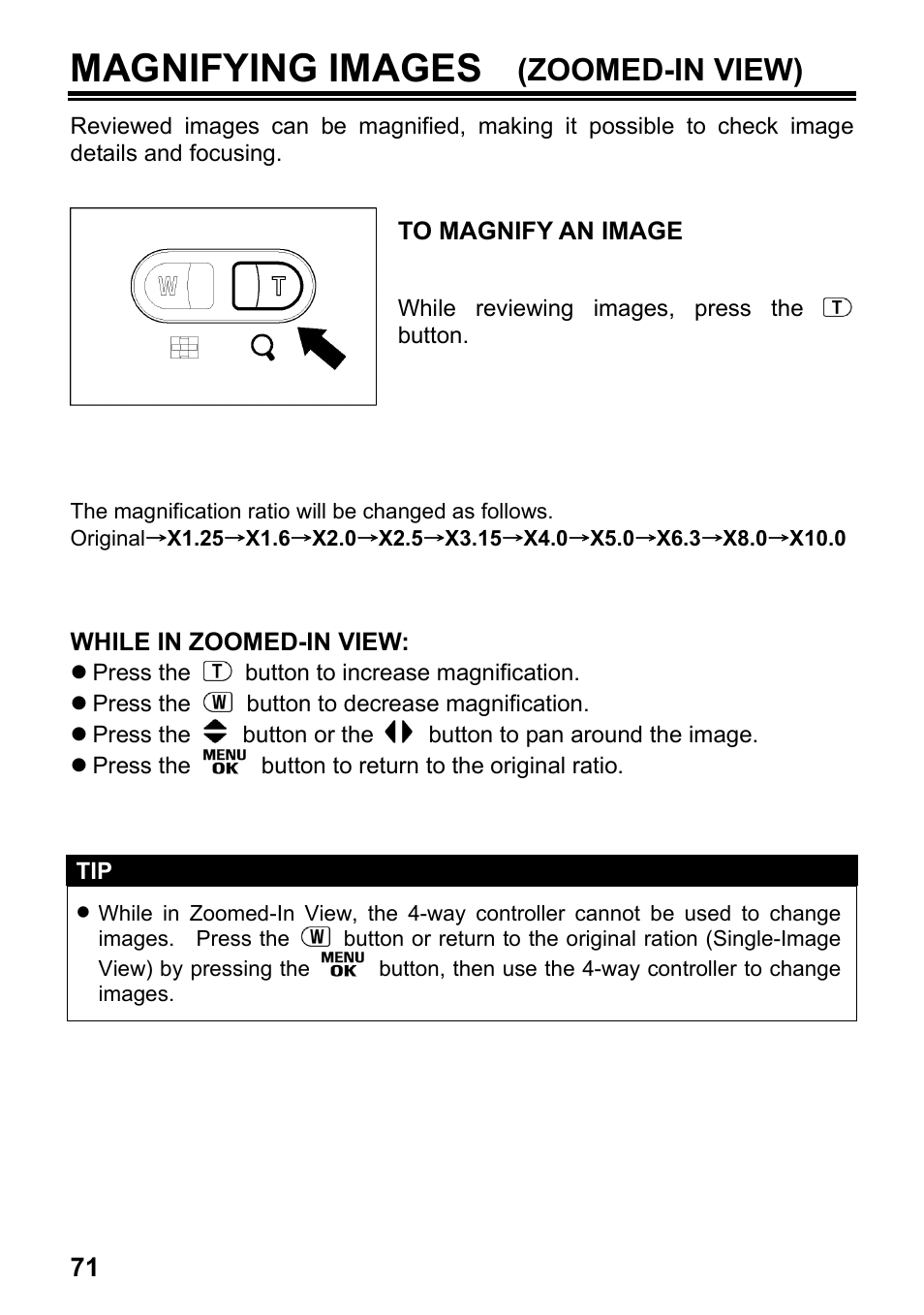 Magnifying images, Zoomed-in view) | SIGMA Digital Compact Camera DP1 User Manual | Page 72 / 112