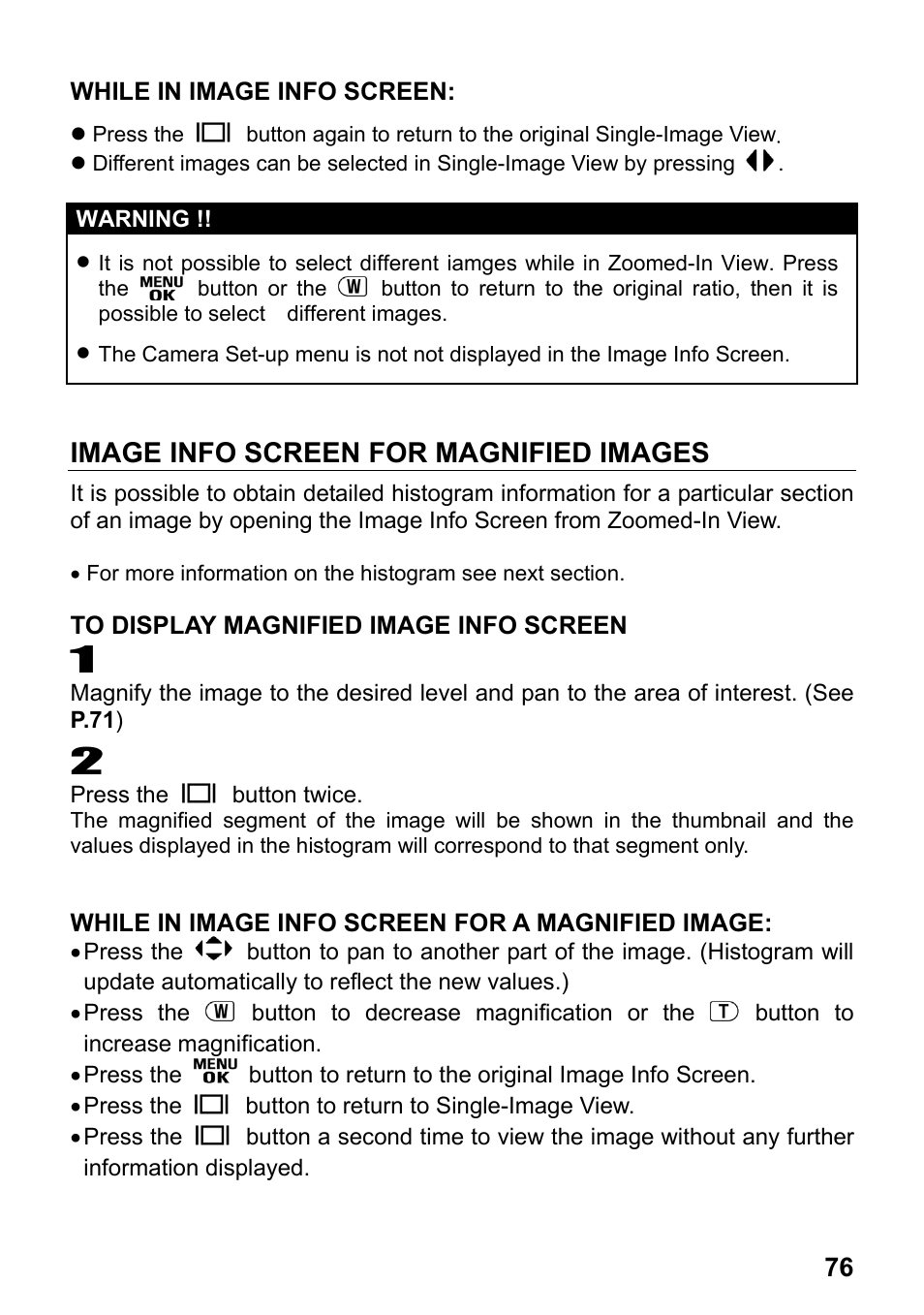 Image info screen for magnified images | SIGMA Digital Compact Camera DP1 User Manual | Page 77 / 112