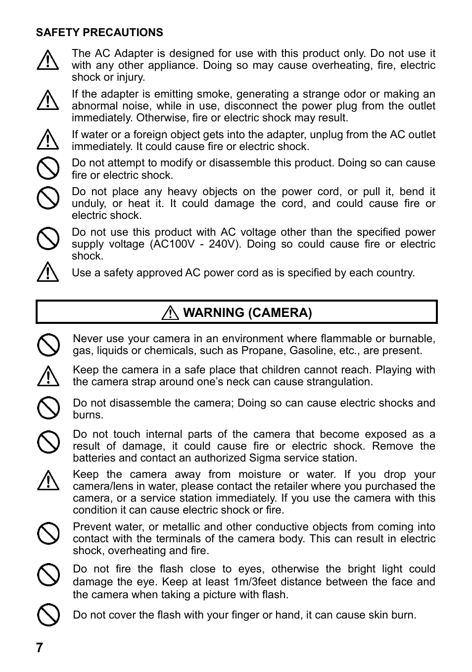 SIGMA Digital Compact Camera DP1 User Manual | Page 8 / 112