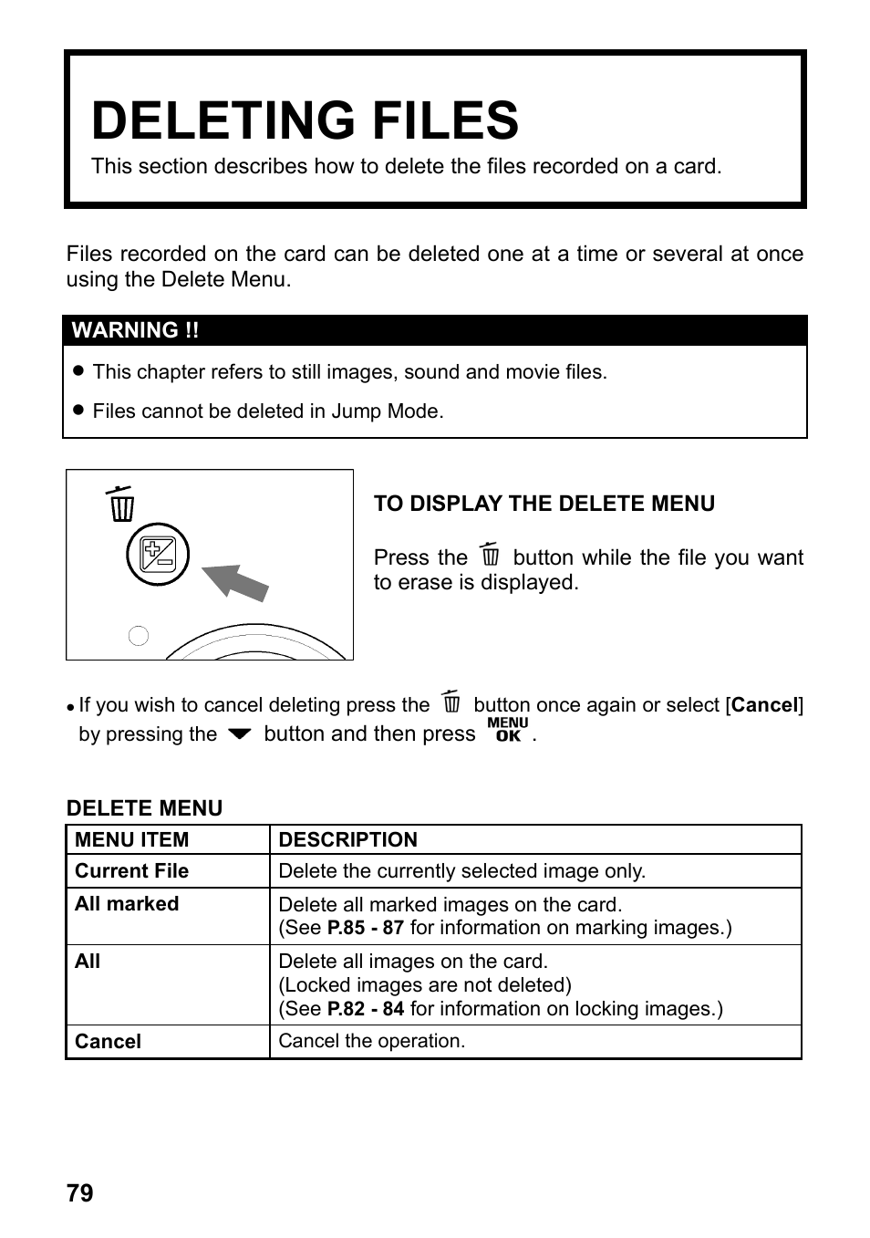 Deleting files | SIGMA Digital Compact Camera DP1 User Manual | Page 80 / 112