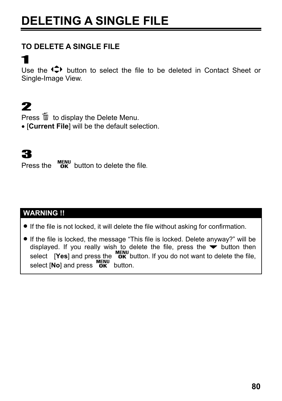 Deleting a single file | SIGMA Digital Compact Camera DP1 User Manual | Page 81 / 112