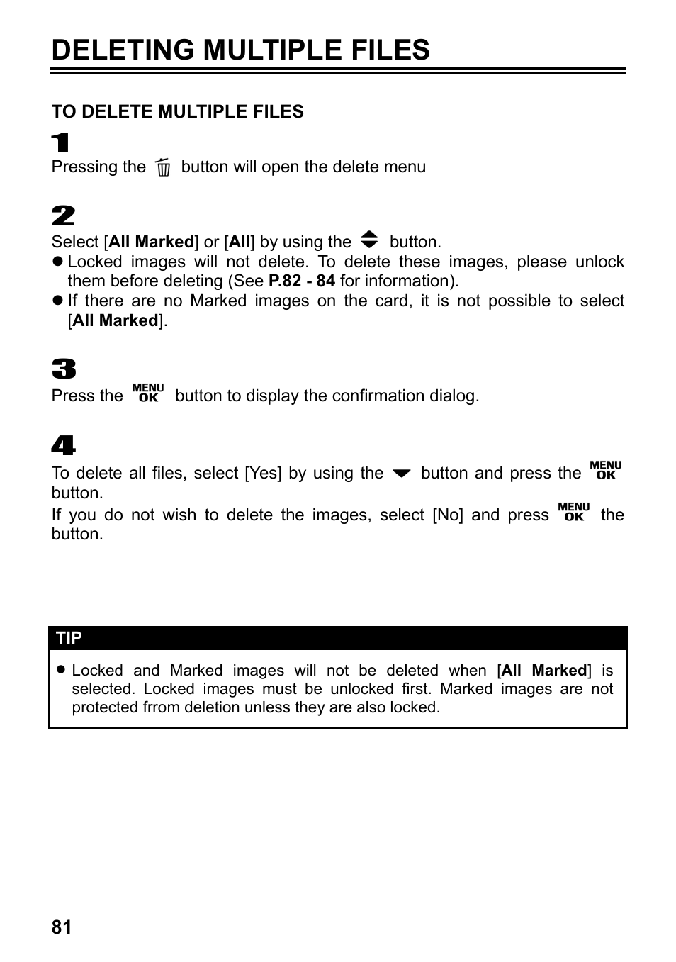 Deleting multiple files | SIGMA Digital Compact Camera DP1 User Manual | Page 82 / 112