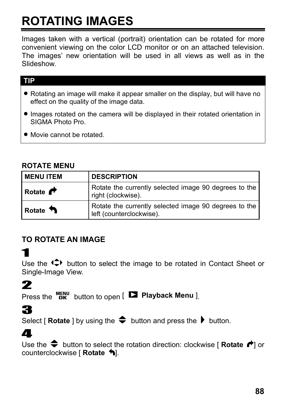 Rotating images | SIGMA Digital Compact Camera DP1 User Manual | Page 89 / 112