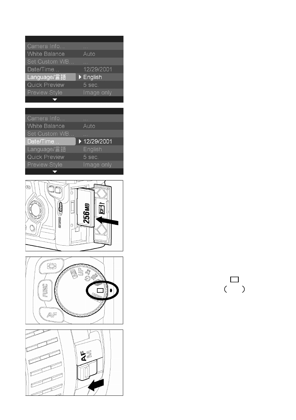 Set the language (p.25), Set the date and time (p.26), Loading the compact-flash card (p.27) | SIGMA SD10 User Manual | Page 16 / 116