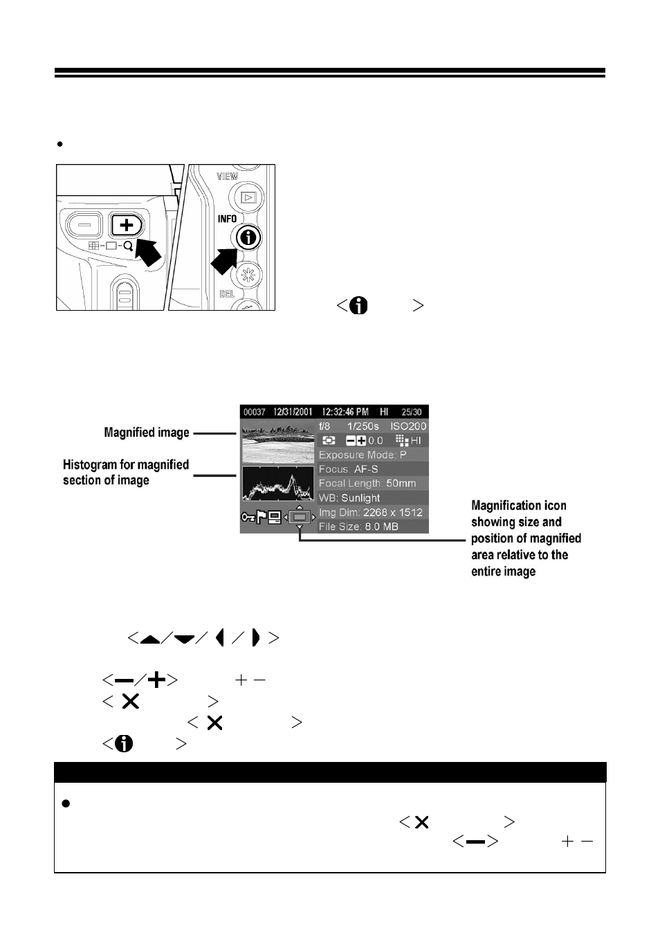 Image info screen for magnified images, To display magnified image info screen, While in image info screen for a magnified image | SIGMA SD10 User Manual | Page 73 / 116