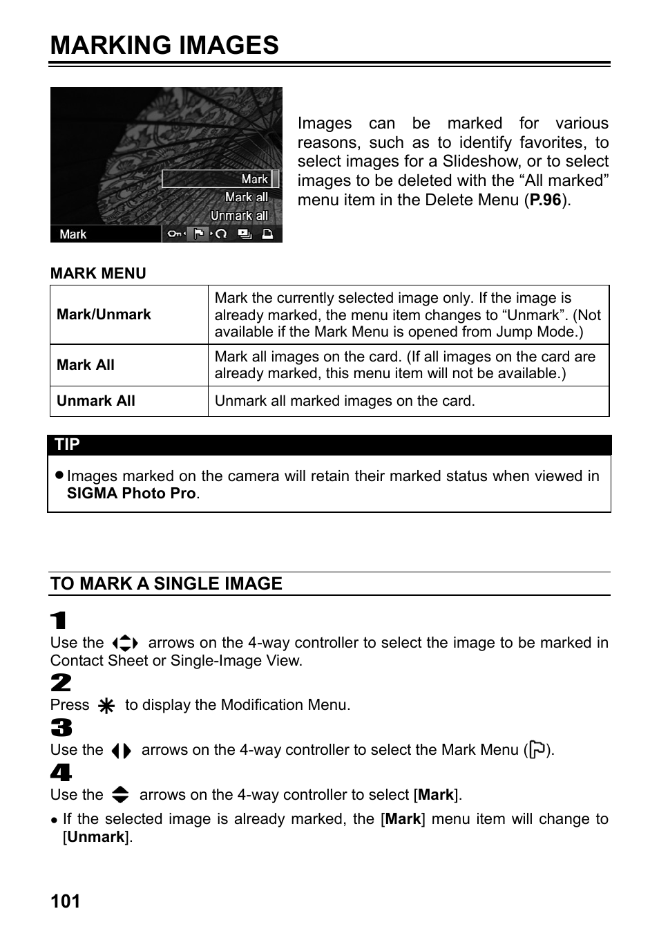 Marking images | SIGMA SD15 User Manual | Page 102 / 124