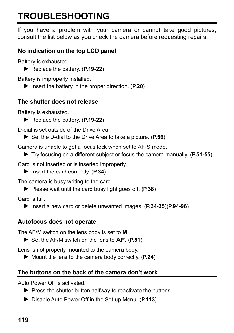 Troubleshooting | SIGMA SD15 User Manual | Page 120 / 124