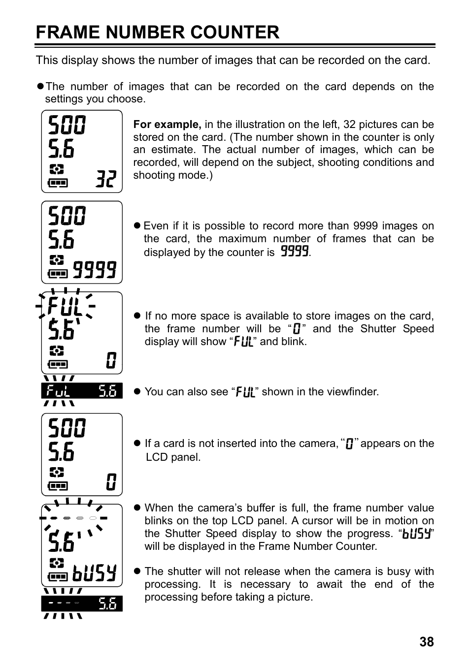 Frame number counter | SIGMA SD15 User Manual | Page 39 / 124