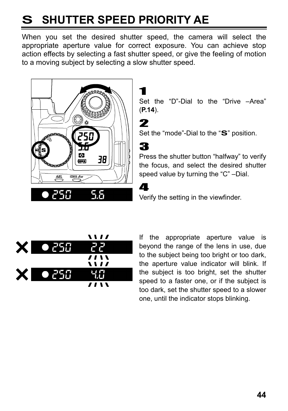 S shutter speed priority ae | SIGMA SD15 User Manual | Page 45 / 124