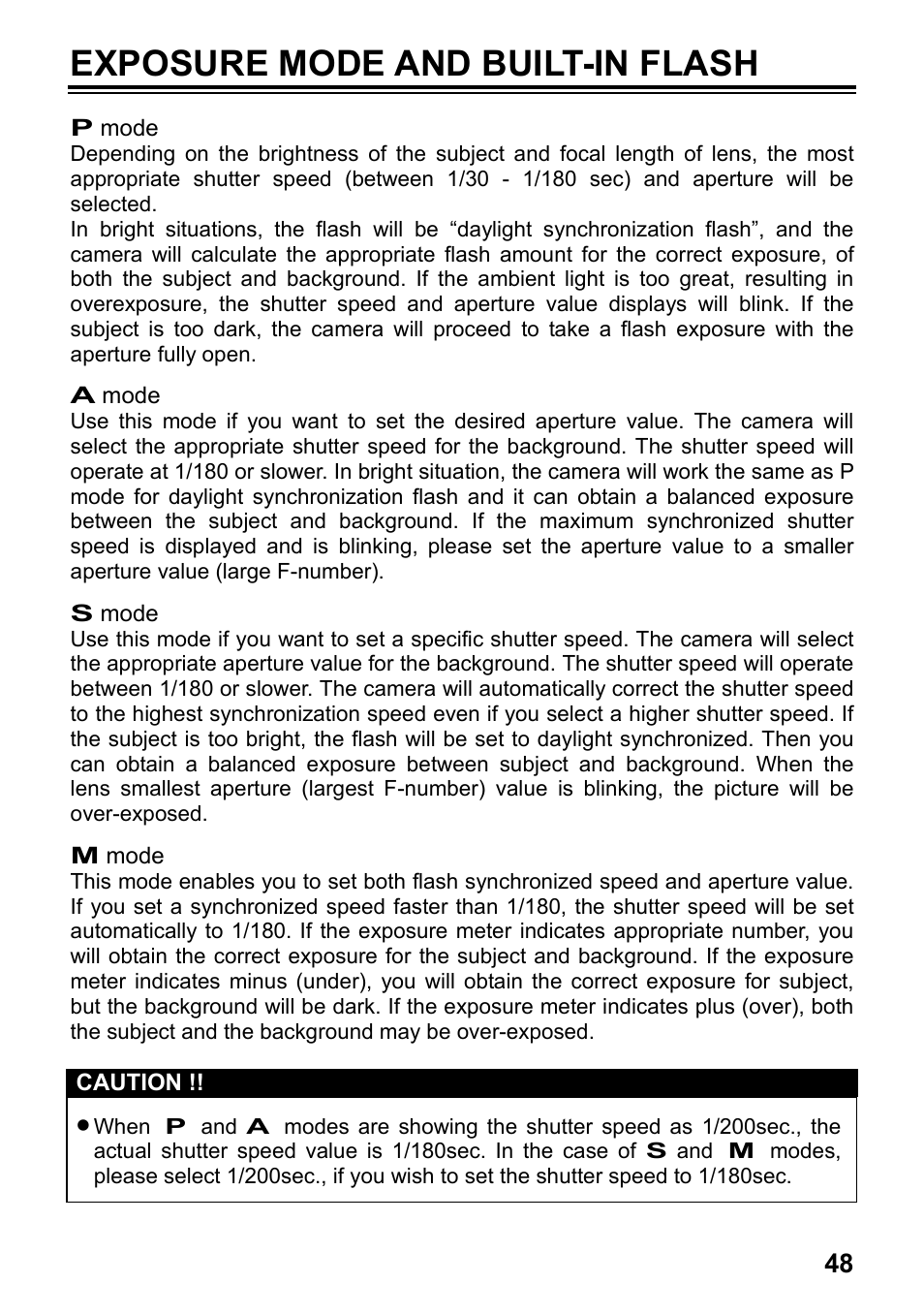 Exposure mode and built-in flash | SIGMA SD15 User Manual | Page 49 / 124