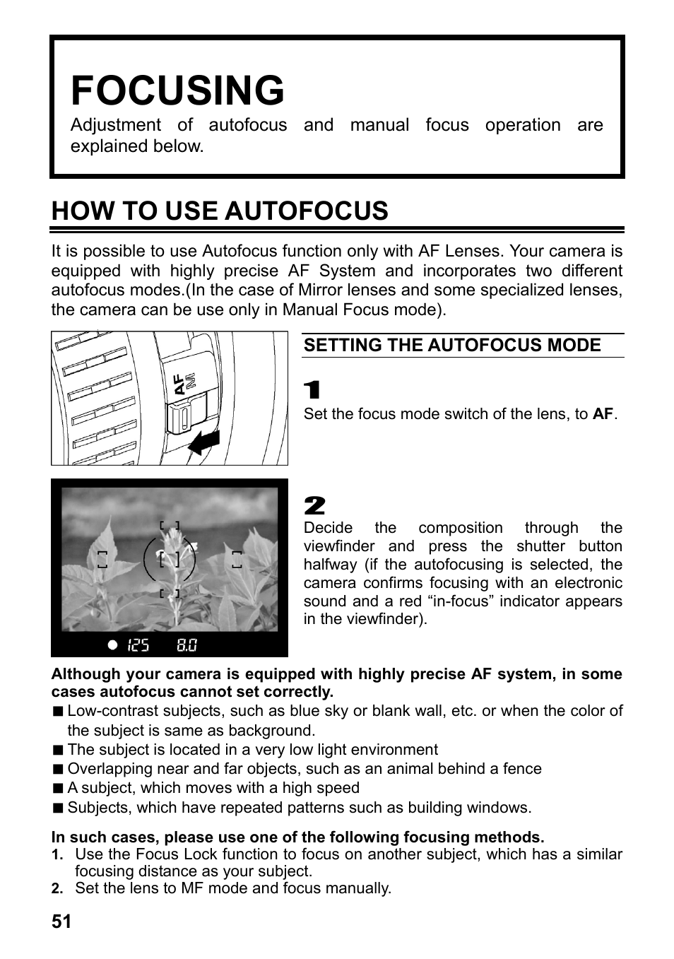 Focusing, How to use autofocus | SIGMA SD15 User Manual | Page 52 / 124