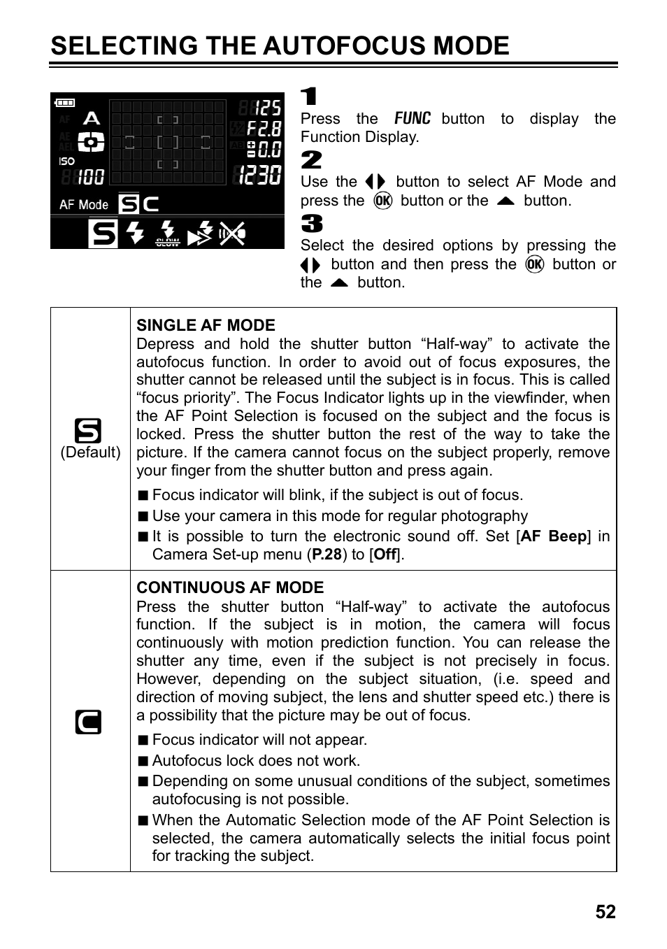 Selecting the autofocus mode | SIGMA SD15 User Manual | Page 53 / 124