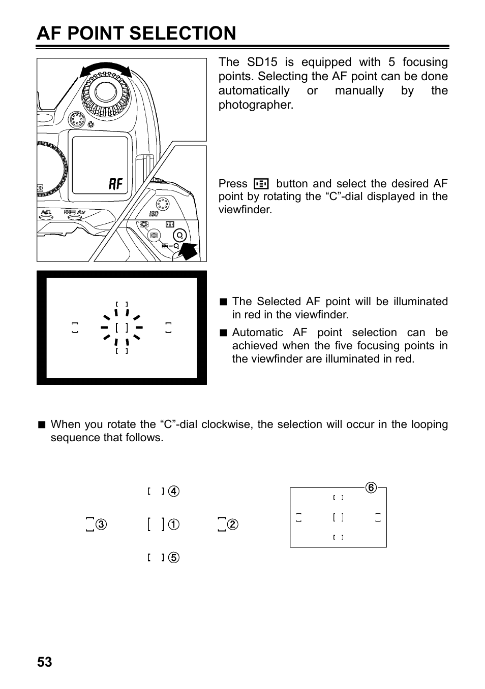 Af point selection | SIGMA SD15 User Manual | Page 54 / 124