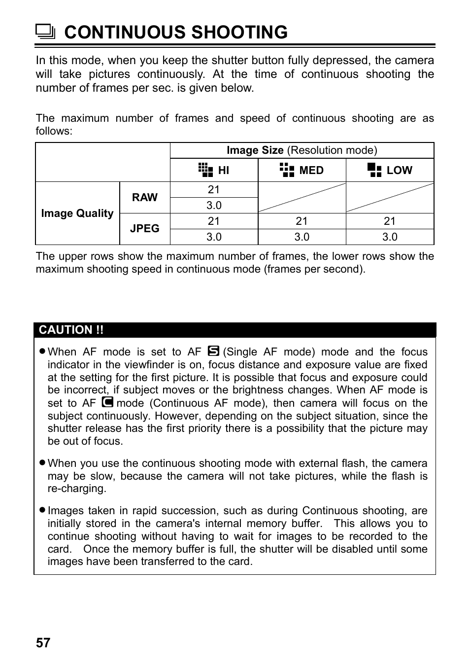 Continuous shooting | SIGMA SD15 User Manual | Page 58 / 124