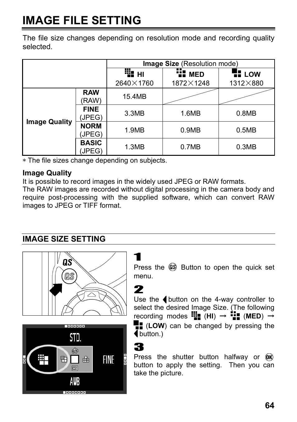 Image file setting | SIGMA SD15 User Manual | Page 65 / 124