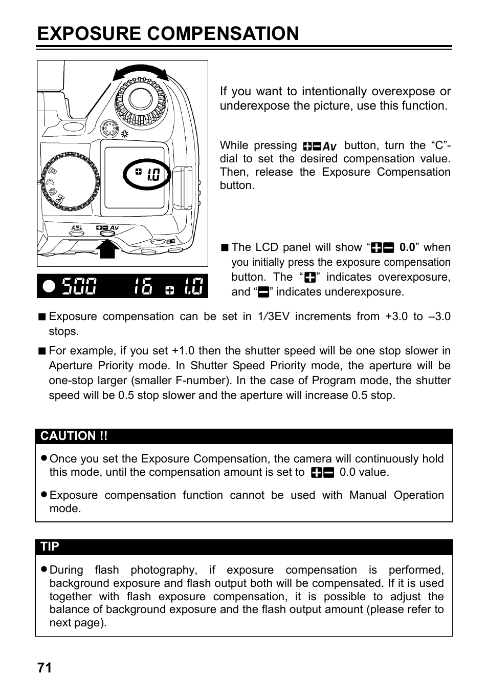 Exposure compensation | SIGMA SD15 User Manual | Page 72 / 124