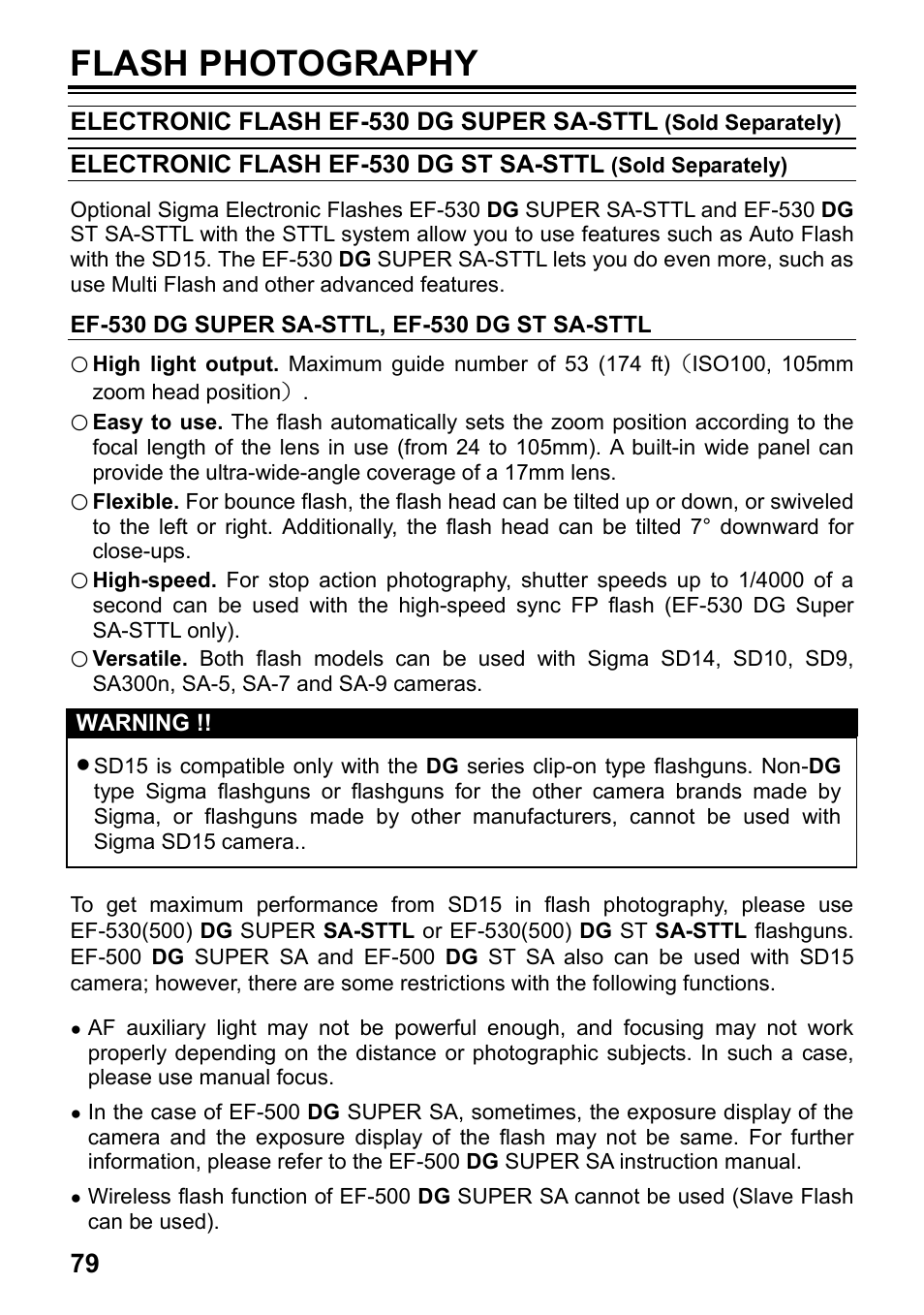 Flash photography | SIGMA SD15 User Manual | Page 80 / 124