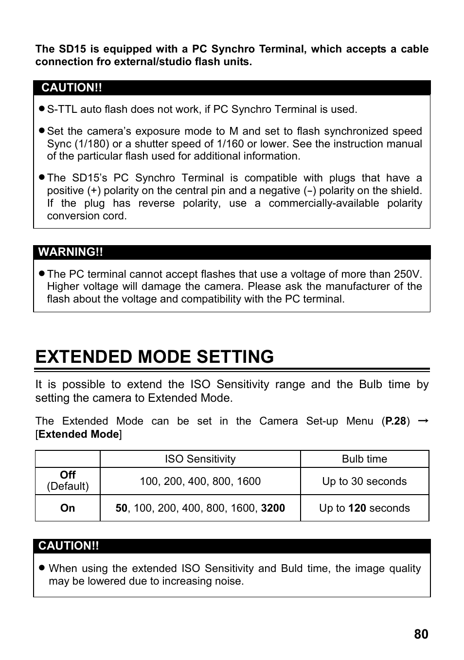 Extended mode setting | SIGMA SD15 User Manual | Page 81 / 124