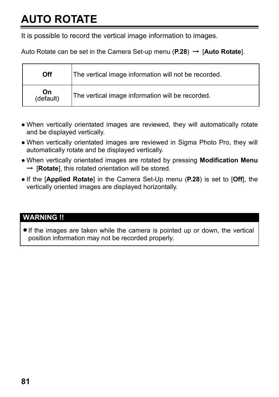 Auto rotate | SIGMA SD15 User Manual | Page 82 / 124